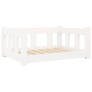 vidaXL Cuccia per Cani Bianca 65,5x50,5x28 cm Legno Massello di Pino
