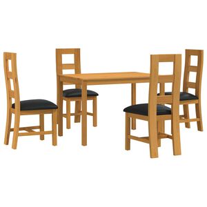 vidaXL Set da pranzo 5 pz Nero Legno di Quercia Massello