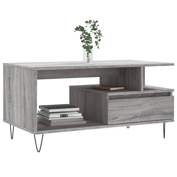 vidaXL Tavolino da Salotto Grigio Sonoma 90x49x45 cm Legno Multistrato