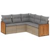 vidaXL Set Divano da Giardino 5 pz con Cuscini Beige in Polyrattan