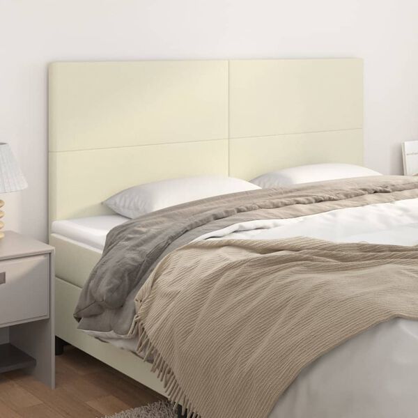 vidaXL Testiera Crema 200x5x118/128 cm Similpelle