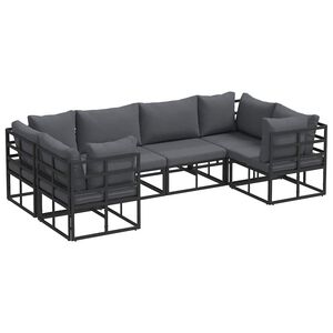 vidaXL Set Divano da Giardino 6 pz Nero Alluminio