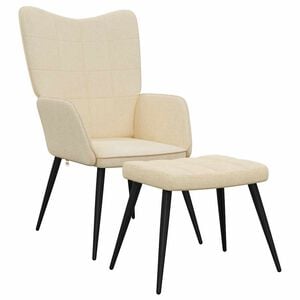 vidaXL Sedia Relax con Sgabello Crema in Tessuto