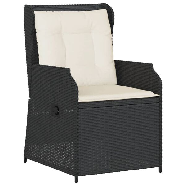 vidaXL Set Divani da Giardino 3 pz con Cuscini Nero in Polyrattan