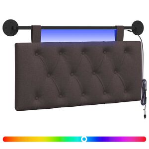 vidaXL Testiera sospesa Con luce LED Marrone Scuro Tessuto