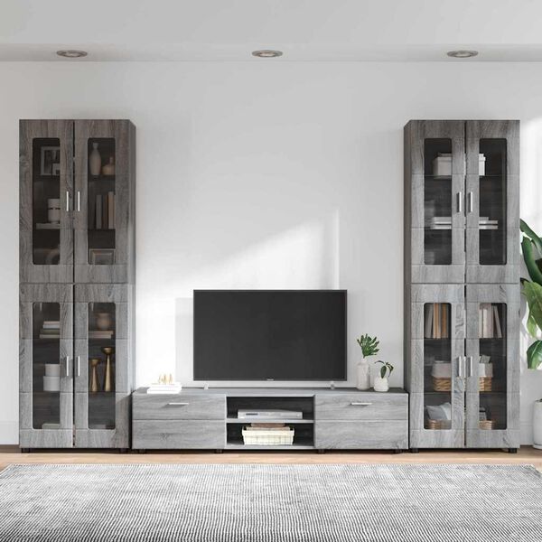 vidaXL Set mobile TV con porta FLORIN Grigio Sonoma Legno multistrato