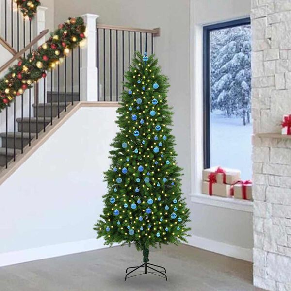 vidaXL Albero di Natale con 300 LED con supporto Verde 240 cm PE