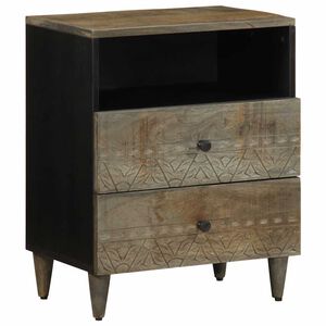 vidaXL Comodino Grigio Chiaro 50x33x60 cm in Legno Massello di Mango