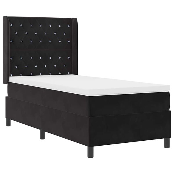 vidaXL Letto con Box Springs LED e Materasso Nero 90 x 200 cm Velluto
