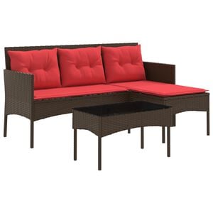 vidaXL Set Divano da Giardino 2 pcs Marrone e Rosso polyrattan