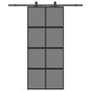 vidaXL Porta Scorrevole Set Ferramenta Nera 90x205 cm Vetro Temperato