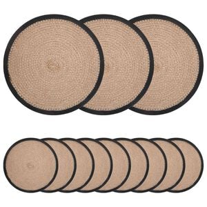 vidaXL Sottobicchieri in juta 12 pz Naturale e Nero 100% Juta Tossa