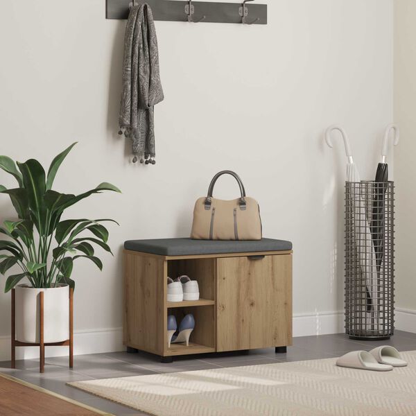 vidaXL Panca per ingresso Rovere artigianale 60 x 38 x 46 cm