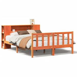 vidaXL Letto Libreria senza Materasso Marrone Cera 150x200 cm Legno