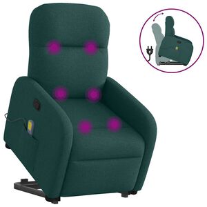 vidaXL Poltrona Alzapersona Massaggiante Verde Scuro in Tessuto