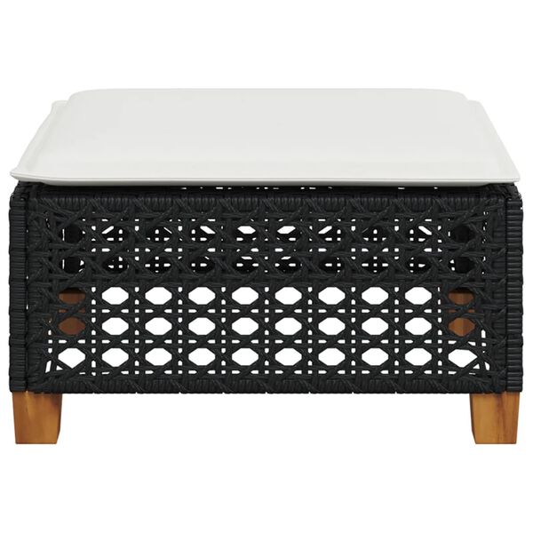 vidaXL Sgabello Giardino con Cuscino Nero 63,5x56x32 cm in Polyrattan