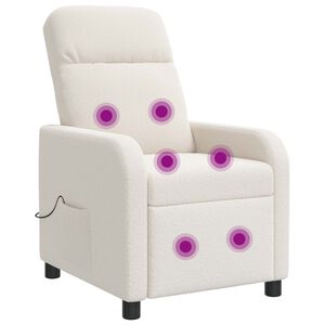 vidaXL Poltrona Massaggiante Crema Boucl&eacute;