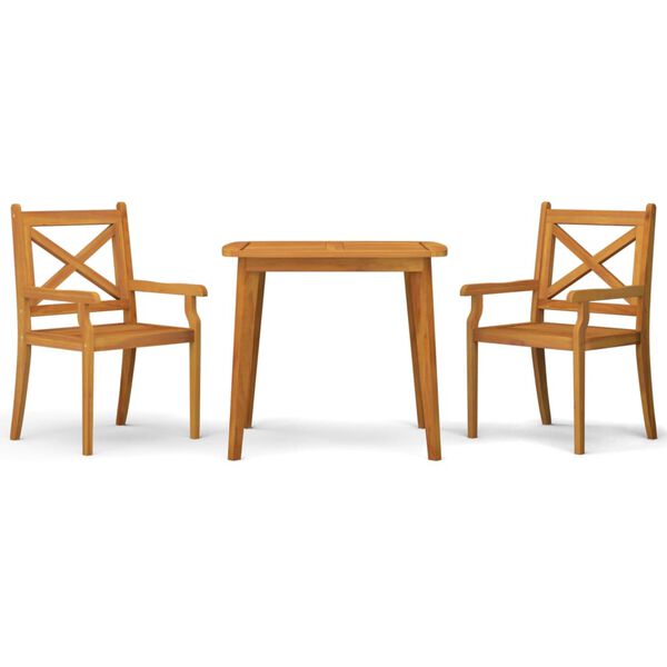 vidaXL Set Mobili da Pranzo per Giardino 3 pz Legno Massello di Acacia