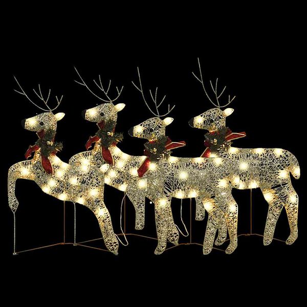 vidaXL Renne di Natale 4 pz Oro 80 LED