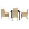 vidaXL Set da Pranzo per Giardino 5 pz Beige polyrattan