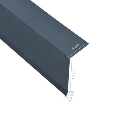 vidaXL Profili Angolari a L per Tetto 5 pz Alluminio Antracite 170 cm