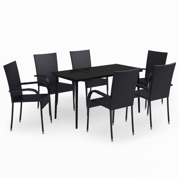 vidaXL Set da Pranzo da Giardino 7 pz Nero
