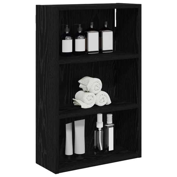 vidaXL Armadio da bagno a muro Rovere Nero 40 x 16 x 62,5 cm