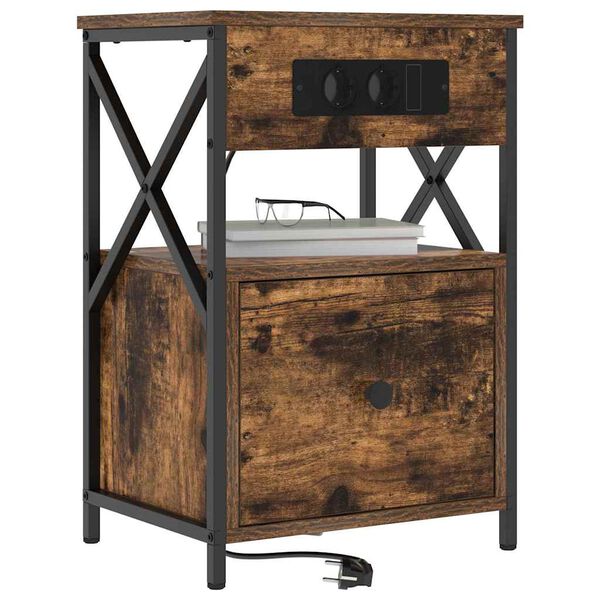 vidaXL Armadio da Notte Rovere fum&eacute; 40 x 31 x 60 cm Legno multistrato