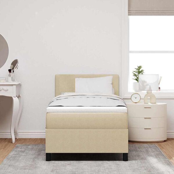 vidaXL Letto a molle con testiera Grigio chiaro e bianco 90 x 190 cm