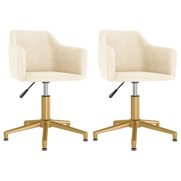 vidaXL Sedie da Pranzo Girevoli 2 pz Crema in Velluto