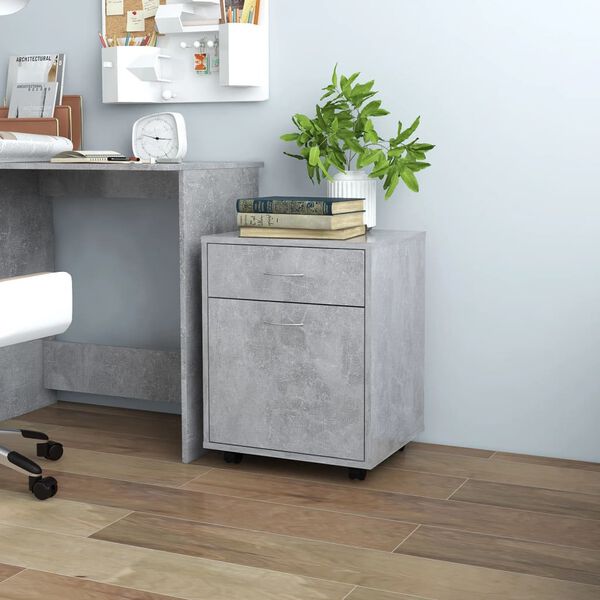 vidaXL Mobiletto con Ruote Grigio Cemento 45x38x54cm Legno Multistrato
