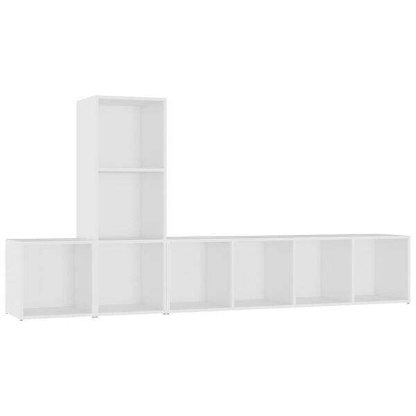 vidaXL Set Mobili Porta TV 3 pz Bianco in Legno Multistrato