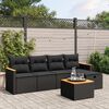 vidaXL Set Divano da Giardino 6 pz con Cuscini Nero in Polyrattan