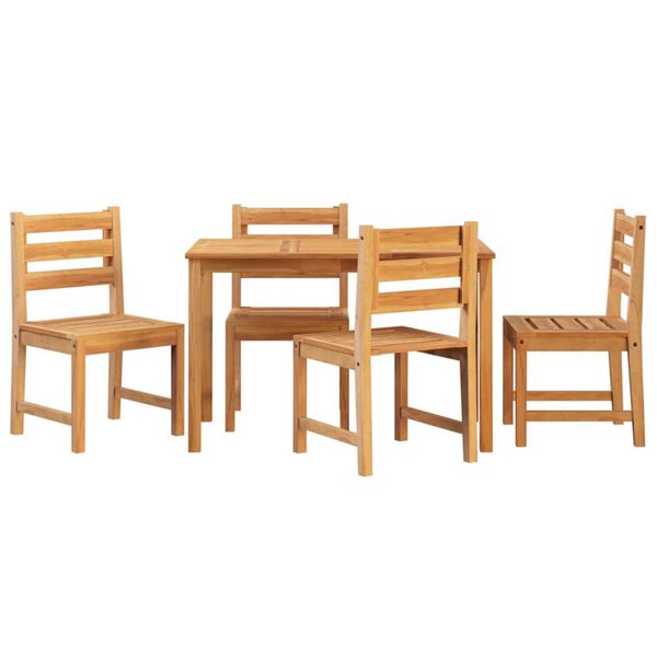 vidaXL Set da Pranzo per Giardino 5 pz in Legno Massello di Teak