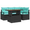 vidaXL Set Divano da Giardino 5 pz 4-Numero di posti Nero e Teal