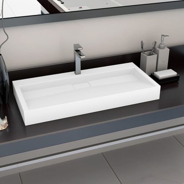 vidaXL Lavandino 100x46x11 cm Blocco in Marmo/Minerale Bianco
