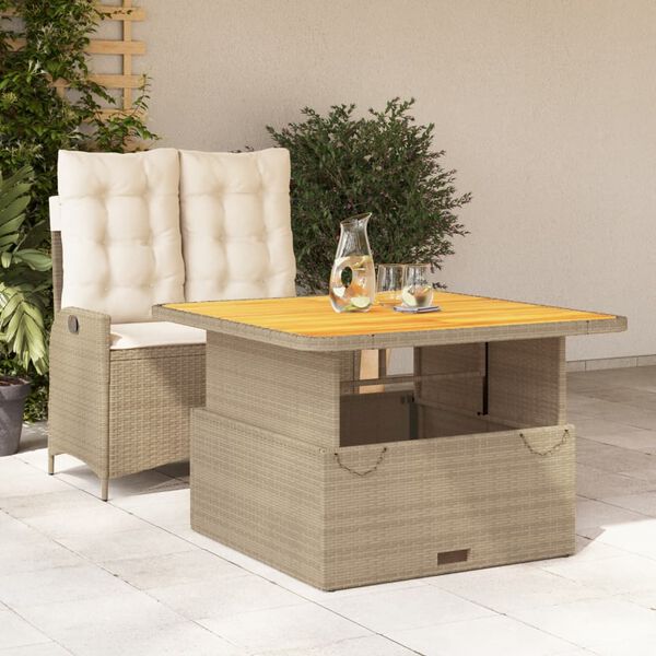 vidaXL Set da Pranzo da Giardino 2 pz con Cuscini Beige in Polyrattan