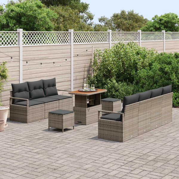 vidaXL Set Divano da Giardino con cuscino con cuscino 10 pcs Grigio
