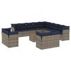 vidaXL Set Divani da Giardino 14pz con Cuscini in Polyrattan Grigio