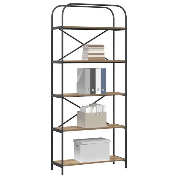 vidaXL Libreria Rovere artigianale 80 x 30 x 183 cm Legno multistrato