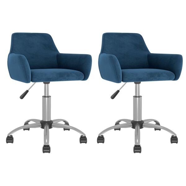 vidaXL Sedie da Pranzo Girevoli 2 pz Blu in Velluto