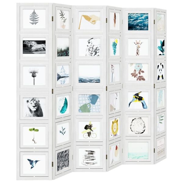 vidaXL Divisorio Ambienti 6Pannelli Bianco Legno Massello di Paulownia