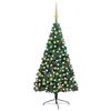 vidaXL Set Albero Natale Artificiale a Met&agrave; LED e Palline Verde 210 cm