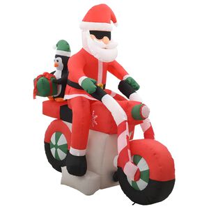vidaXL Babbo Natale Gonfiabile sulla Moto LED IP44 160 cm