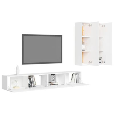 vidaXL Set Mobili Porta TV 4 pz Bianco in Legno Multistrato
