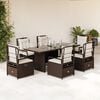 vidaXL Set da Pranzo da Giardino 7pz con Cuscini in Polyrattan Marrone