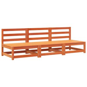 vidaXL Divani Senza Braccioli Giardino 3pz Marrone Cera 70x70x67 Pino