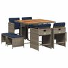 vidaXL Set da pranzo da giardino da 9 pz con Cuscini in Polyrattan Grigio
