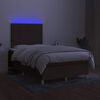 vidaXL Letto a Molle Materasso e LED MarroneScuro 120x190cm in Tessuto