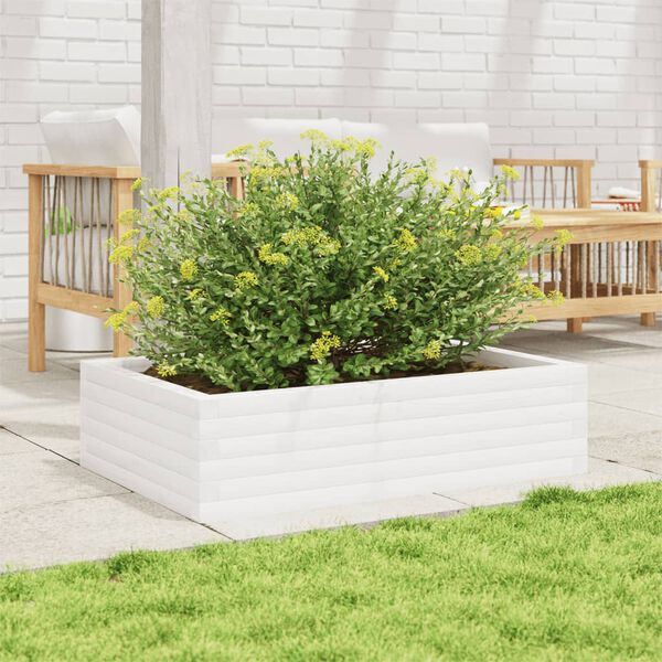 vidaXL Fioriera da Giardino Bianca 90x60x23 cm Legno Massello di Pino
